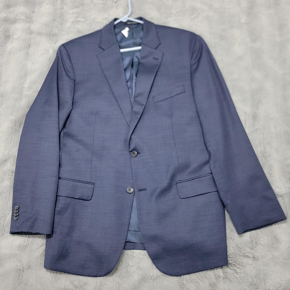 Kenneth Cole Blazer Mens 44L (Fits 42L) Blue Wool Stretch Awearness Suit Jacket